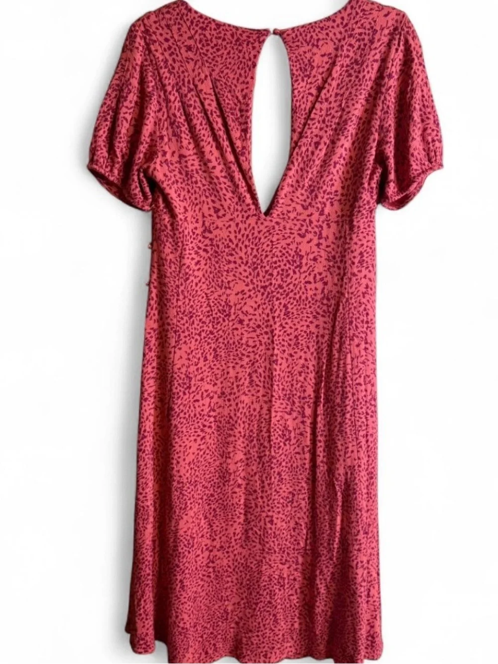 Free People Looking For Love Midi Dress Flame Combo V Neck Keyhole Back 8